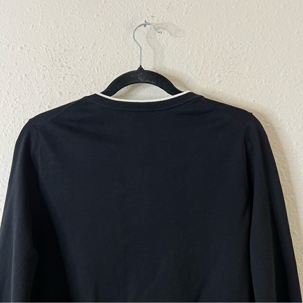 Banana Republic Crew Neck Black Cardigan Size Medium Stretch Cotton - Picture 6 of 7